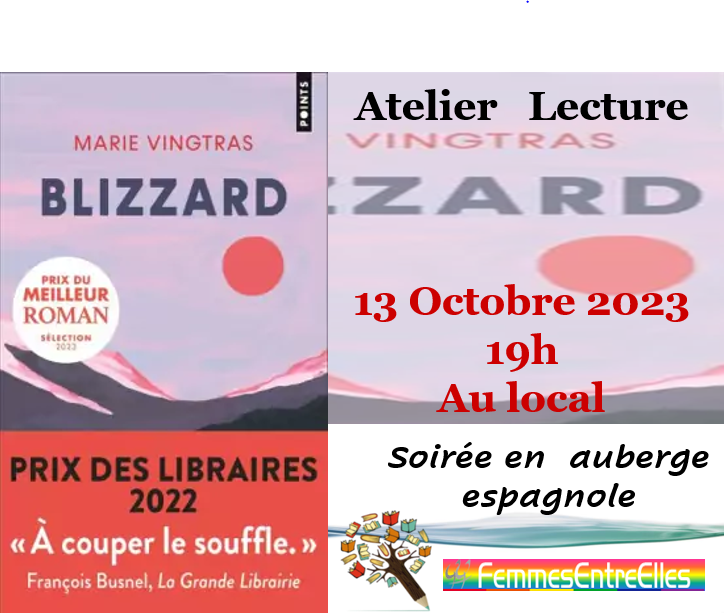 Atelier Lecture, le 13 octobre 2023 à 19h au local, Blizzard de Marie Vingtras