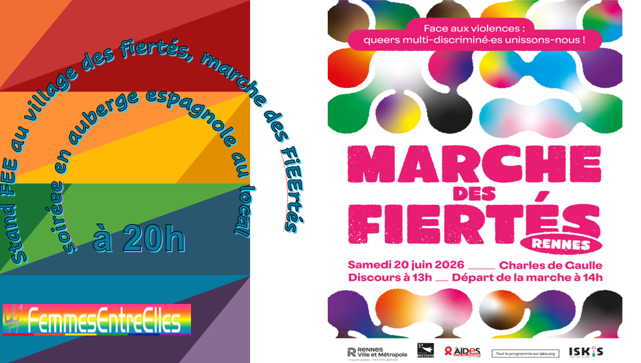 Marche des Fiertés 2026 le 20 juin 2026 à Rennes et soirée au local de FEE